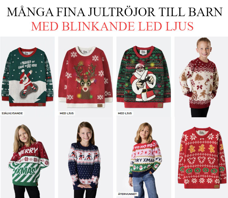 Jultröja barn - Fin stickad med blinkande led ljus