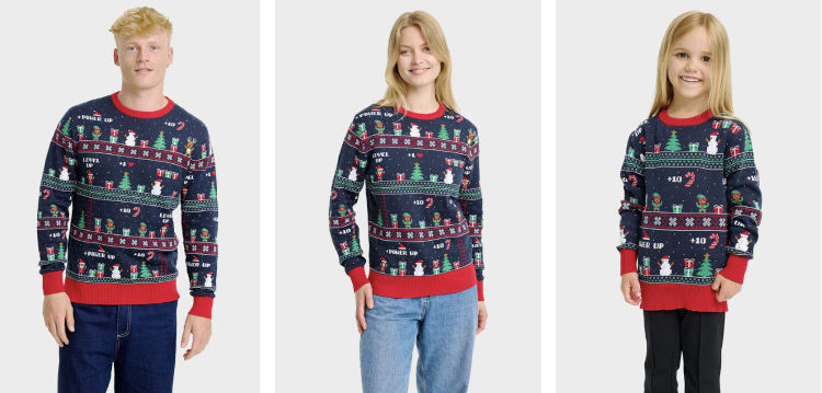 Spel jultröjor för hela familjen